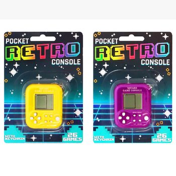 RETRO SPELKONSOL I FICKFORMAT MED NYCKELRING - 26 SPEL (6 st)