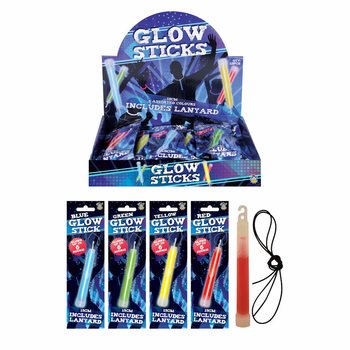 Glowstick Breaklight - 15 cm med sn&ouml;re - mixade f&auml;rger i display (12 st)