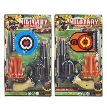 Militärt Pistolset med 3 Sugproppar & Måltavlor (6-pack)