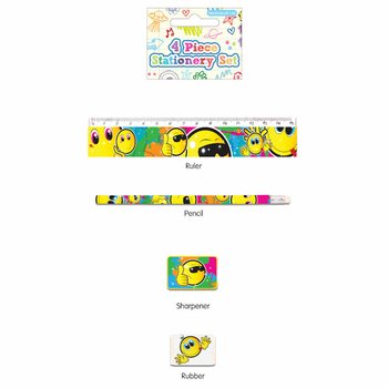 SMILEY SKRIVSET I 4 DELAR (24-pack)