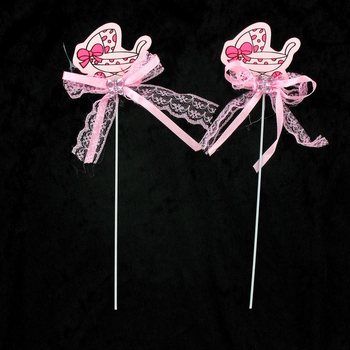 Tårtdekoration för Baby Shower - Rosa Barnvagn (12-pack)