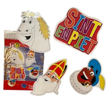SINTERKLAAS SINT & PIET - 4-DELAT DUBBELSIDIGT DEKORATIONSSKYLT-SET (6 st.)
