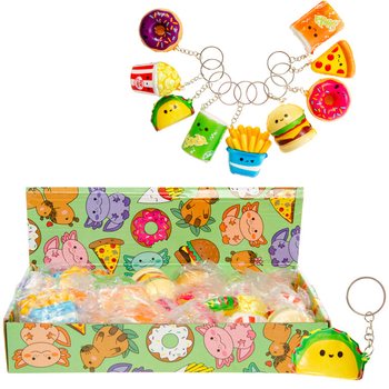 SQUISHY FASTFOOD NYCKELRINGAR I DISPLAY (24 st)
