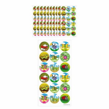 FUN STICKERS - INSEKTER - 18 KLISTERM&Auml;RKEN PER ARK (10 st)