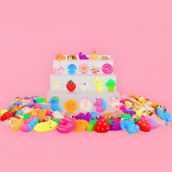 Mix av Squishy-figurer i hink (100 styck)