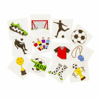 Fun Tattoos Fotboll - Display med 48 F&ouml;rpackningar (12 Tatueringar per f&ouml;rpackning)