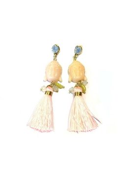 Ibiza-örhänge Buddha Off-white / Ljusrosa (1 st)