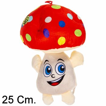 STOR PLYSCHSVAMP MED ANSIKTE - 25 CM - MIXADE FÄRGER (6 st)