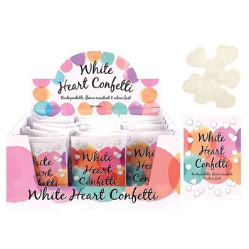 VIT HJÄRTA BRÖLLOPSCONFETTI I DISPLAY (24 st)