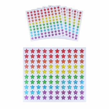 FUN STICKERS - FÄRGGLADA STJÄRNOR KLISTERMÄRKEN - 100 STYCKEN PER ARK (5 st.)
