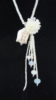 Buddha-halsband Creme (1 st) | Långt Ibiza-halsband