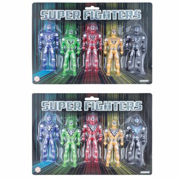 SUPER FIGHTERS - 5 Actionfigurer p&aring; Kort (6 st)