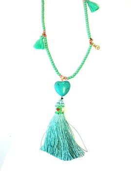 Turkos Ibiza-halsband med hjärta (1 st)