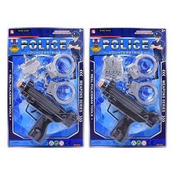 Polis Lekset med Maskingevär, Handklovar och Polisbricka (6 st)