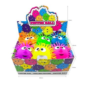 PUFFERBOLL MED &Ouml;GON - 13CM - I DISPLAY (12 st.)