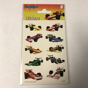 KLISTERMÄRKESARK: FORMEL 1-RACERBILAR, 16 x 9 cm (10 st.)