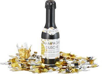 Konfettikanon Champagneflaska 31 cm – Silver/Guld (4-pack)