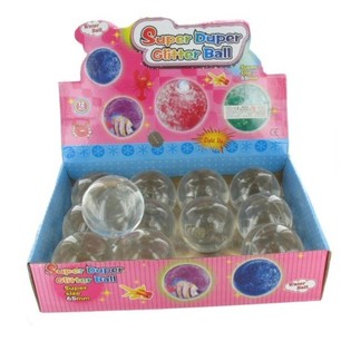 Glitterstudsboll i Display (12-pack)
