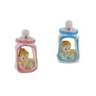 Dekoration f&ouml;r Baby Shower - Bebis i Nappflaska 5,5 cm (12-pack)