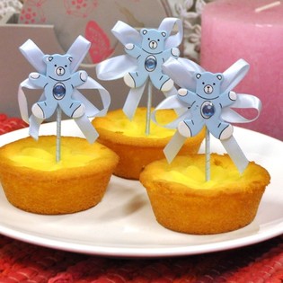 BABYSHOWER CUPCAKE-PINNE - BL&Aring; NALLE (12-pack)