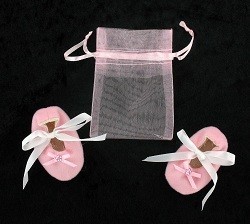 Dekorativa Babyskor med Presentp&aring;se - Rosa (12 par)
