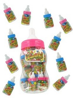 20 Mini-Nappflaskor med Godis i Stor Flaska (2x20 st)