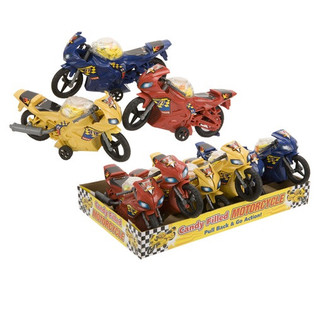 Leksaksmotorcyklar fyllda med godis i display (6 st)