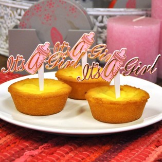 Muffinsdekorationer Baby - It's a Girl (12-pack)
