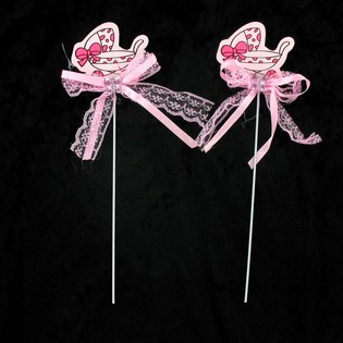 T&aring;rtdekoration f&ouml;r Baby Shower - Rosa Barnvagn (12-pack)