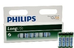 12x BATTERIER "PHILIPS - SUPER HEAVY DUTY" AA - LONGLIFE (12 st Blister)