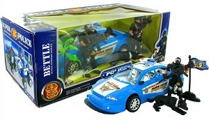 Polis Lekset med Friktionsbil och Figurer