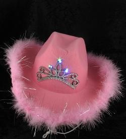 COWBOYHATT MED BELYSNING - ROSA (6 st.)