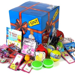 Sinterklaas / Nikolaus Grabbelbox med 112 presenter
