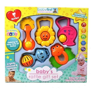 5-delat presentset med skallror f&ouml;r baby