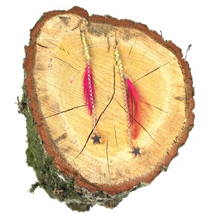 Ibiza &Ouml;rh&auml;ngen med Fj&auml;drar Rosa/Gr&ouml;n (1 st)