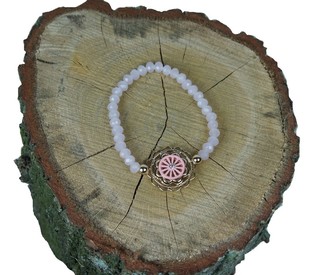 Rosa Ibiza-armband med berlock (1 st)