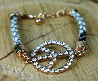 Ibiza-stil Armband med Peace-tecken Svart/Vit (1 st)