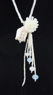 Buddha-halsband Creme (1 st) | L&aring;ngt Ibiza-halsband