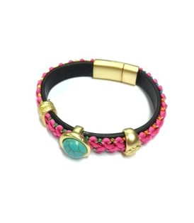Lyxigt Ibiza-armband Rosa / Turkos (1 st)