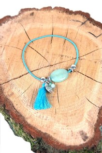 Turkos Ibiza-armband med tofs (1 st)