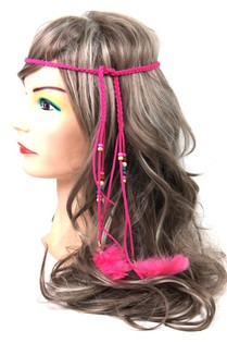 H&aring;rband i Ibiza-stil med p&auml;rlor fuchsia (1 st)