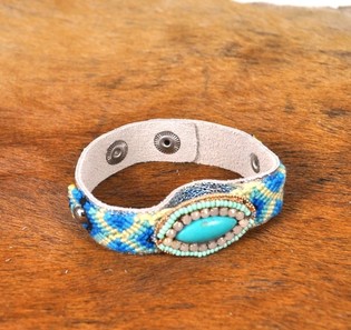 Lyxigt Ibiza-armband Silverlook & Turkos (1 st)