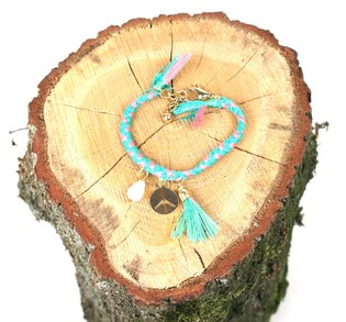 Flätat Ibiza-armband Rosa & Turkos (1 st)