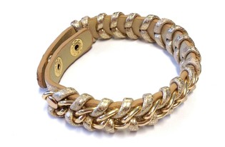 Ibiza-look armband fl&auml;tat guld/brun (1 st)