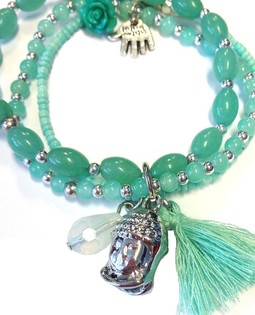 Armband Ibiza-stil Mint Buddha (1 st)