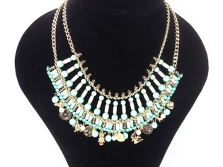 Lyxigt Halsband Mintgrön med Mynt Ibiza-look (1 st)