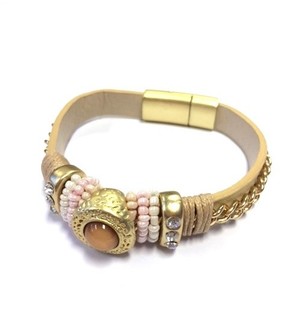 Lyxigt Ibiza-Style Armband Creme / Taupe (1 st)