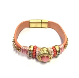 Lyxigt Ibiza-armband Rosa / Guld (1 st)