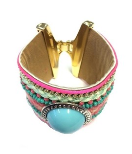 Lyxigt Ibiza-armband Turkos / Rosa (1 st)