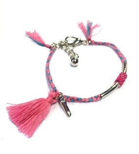 Fl&auml;tat armband i Ibiza-stil Bl&aring;/Rosa (1 st)